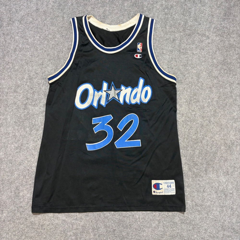 Vintage Champion Orlando Magic Shaquille O'Neal 32 Jersey Mens 44 Black NBA